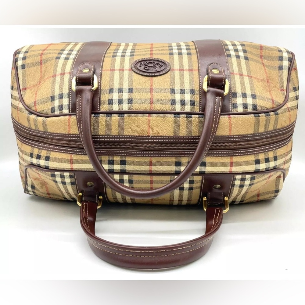 Authentic Burberry Nova check Leather and PVC Horse Shadow Boston bag/travel bag - Picture 4 of 15
